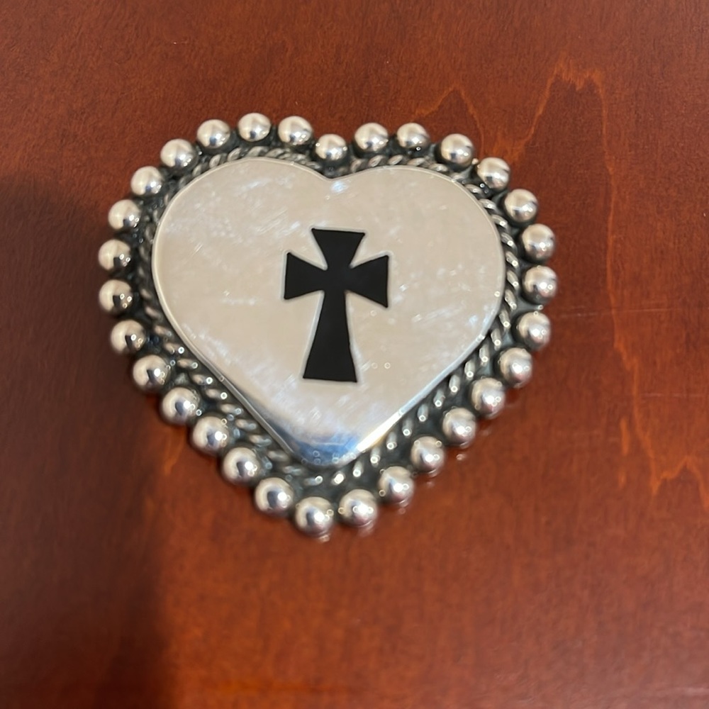 *Price Firm* Sterling Silver Heart with Cross Pin and Pendant - Picture 2 of 6